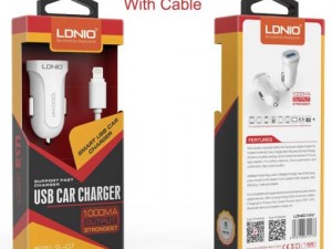 شارژر فندکی 1 پورت الدینیو مدل LDNIO DL-C17 با کابل لایتینگ