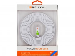 کابل شارژ میکرو یو اس بی 3 متری گریفین مدل premium flat usb