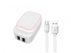 شارژر دیواری 2 پورت الدینو مدل A2205  بهمراه کابل Micro USB