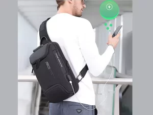 کوله تک بند ضدسرقت USB دار بنج مدل BG-7082 Anti-theft TSA Lock Bag Waterproof Chest Pack
