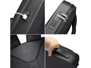 کوله لپ تاپ حرفه ای ضد آب و ضد سرقت دارای پورت USB دار بنج مدل BG-22201 مناسب برای لپ تاپ 15.6 اینچی