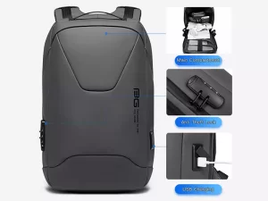 کوله لپ تاپ حرفه‌ای ضد آب و ضد سرقت  USB دار بنج مدل BG-22188 مناسب برای لپ تاپ 15.6 اینچی