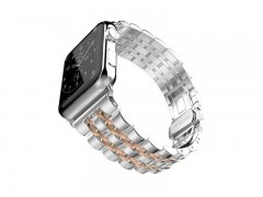 بند فلزي نقره ای -طلایی اپل واچ 42 ميلي متري  سری Strap Band مدل Fashion Watchband