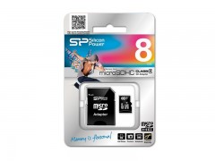 کارت حافظه 8  گیگابایت microSDHC  سیلیکون پاور کلاس 10 استاندارد HC  سرعت 40MBps به همراه آداپتور