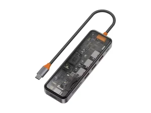 هاب تایپ سی 7 پورت ویوو مدل CB007 TRANSPARENT 7 IN 1 CYBER USB-C HUB
