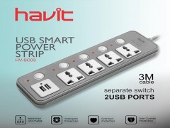 چند راهی برق و شارژر دو پورت هویت مدل HV-SC03