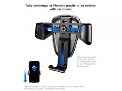 پایه نگه دارنده و شارژر وایرلس گوشی موبایل بیسوس مدل Wireless Charger Gravity Car Mount