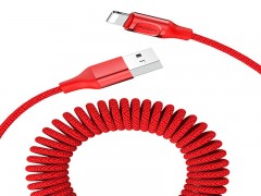 کابل تبدیل USB 2.0 به  Lightning راک مدل Stretchable Charge Sync