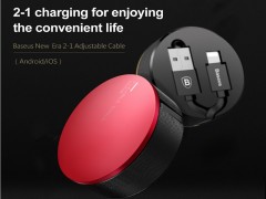 کابل تبدیل USB به microUSB و لایتنینگ بیسوس مدل New Era 2-1 بطول 0.9 متر