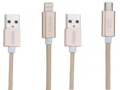 کابل تبدیل USB به لایتنینگ/microUSB یونیتک مدل Y-C4023GD طول 1.5 متر