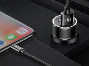 شارژر فندکی بیسوس مدل Small Screw 3.4 A Dual-USB iP Car Charging Set