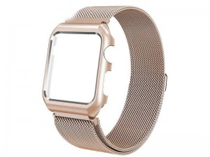 بند فلزي میلانس اپل واچ 42 ميلي متري با محافظ صفحه نمایش فلزی مدل Fashion Watchband