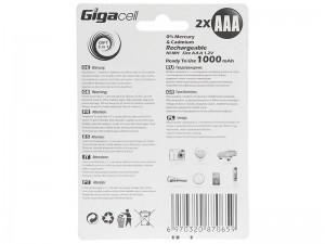 باتری نیم قلمی قابل شارژ گیگاسل مدل 1000mAh بسته 2 عددی