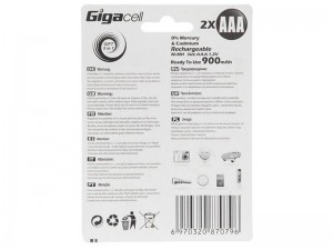باتری نیم قلمی قابل شارژ گیگاسل مدل 900mAh بسته 2 عددی