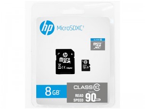 کارت حافظه microSDXC اچ پی کلاس 10 سرعت 90MBps 600X همراه با آداپتور SD ظرفیت 8 گیگابایت