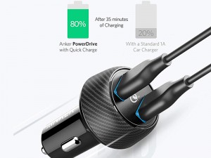 شارژر فندکی انکر مدل A2228 PowerDrive Speed 2 Ports With Quick Charge 3.0