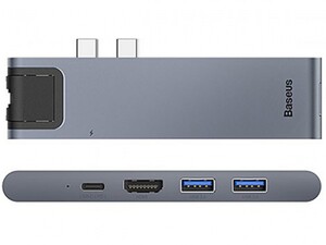هاب 7 پورت تایپ سی بیسوس Baseus Thunderbolt 7 in 1 HUB 100W CAHUB-L0G