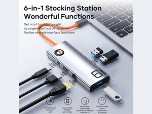 هاب تایپ سی 6 پورت راک مدل  TR28  6 in 1 USB 3.0 HUB