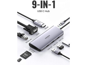هاب تایپ سی 9  پورت  یوگرین مدل  CM179 70490 9-in-1 type C multifunctional adapter