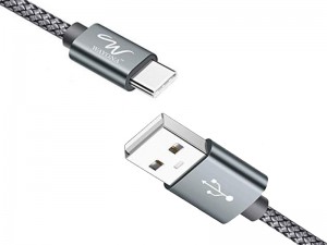 کابل تبدیل USB به Type-C پاورولوژی مدل P12MBCGY Nylon Braided به طول 1.2 متر