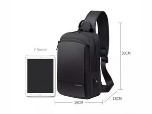 کوله پشتی تک بند  ضد آب یو اس بی دار تبلت 7.9 اینچی بنج Bange BG-77112 Men's Waterproof Crossbody Chest Bag Black