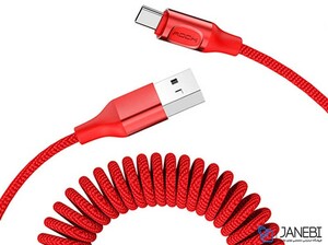 کابل تایپ سی  فست تلفنی راک Rock RCB0657 Type-C Stretchable Cable 1.5m