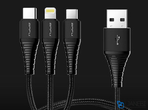 کابل شارژ سه سر راک Rock Hi-Tensile 3 in 1 Charging Cable Version A