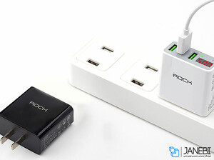 شارژر دیواری سریع 3 پورت راک Rock T14 3-Port Travel Charger With Digital Display