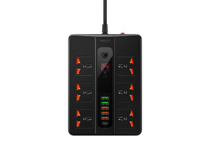 چند راهی برق و شارژر نمایشگردار رسی Recci Multifunction Power socket RC06