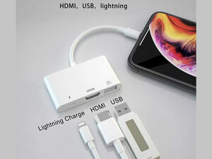 مبدل لایتنینگ به لایتنینگ، اچ دی ام آی و یو اس بی کوتتسی Coteetci Lightning To HDMI 3in1 OTG 33007