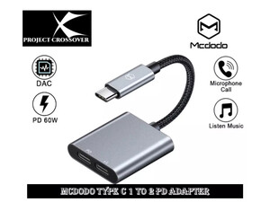 مبدل 1 به 2 تایپ سی مک دودو مدل Mcdodo Type C To Dual type C Audio Adapter CA-7550
