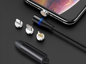 کابل مگنتی سه کاره راک مدل RCB0729 G1 3 In 1 Magnetic Cable