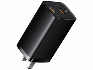 شارژر دیواری سوپر فست شارژ 65 وات با دو درگاه تایپ‎سی بیسوس Baseus Charger 67W 2Type-C US CCGL000101