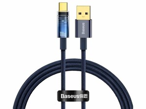 کابل USB به Type-C فست‌شارژ 100 واتی بیسوس Baseus CATS000201 Explorer Series USB to Type-C Auto Power-Off Fast Charging Data Cable 100W
