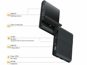 هاب تایپ‌سی 7 در 1 بیسوس Baseus BS-OH036 Mate Type-C HUB 4K HDMI Docking Station Pro