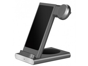 شارژر بی سیم اپل واچ، آیفون و ایرپاد کوتتسی Coteetci 3in1 Aluminium Wireless Charging Stand CS5700-GY