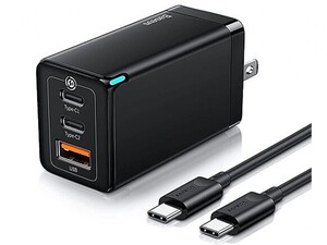 شارژر ۶۵ وات سه پورت بیسوس Baseus Home Charger GaN3 Pro 2Type-C + USB 65W CCGAN65C3