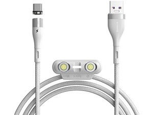 کابل شارژ سریع مگنتی سه سر بیسوس به طول یک متر Baseus Zinc Magnetic Cable Kit USB to M+L+C 5A 1m CA1T3-B02