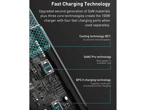 شارژر دیواری سریع چهار پورت و کابل تایپ سی بیسوس Baseus GaN2 Pro Quick Charger 2U+2C 100W