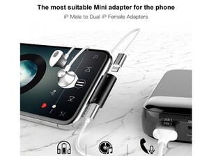 مبدل لایتنینگ به لایتنینگ*2 شارژ و صدا بیسوس Baseus 2 in 1 iP to Dual iP Adapter L55