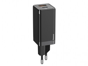 شارژر دیواری دو پورت سریع بیسوس با کابل شارژ Baseus CCGAN45UE GaN Mini Quick Charger 45W