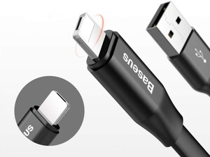 کابل شارژ دو سر میکرو یو اس بی و لایتنینگ بیسوس Baseus 2in1 Portable Cable 1.2M
