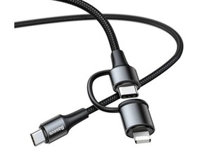 کابل سریع دو سر تایپ سی و لایتنینگ بیسوس Baseus Twin 2in1 60W PD Quick Charging cable 1m