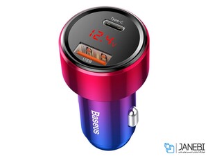 شارژر فندکی فست شارژ ماشین دو پورت سریع 45 وات بیسوس