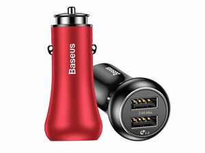 شارژر فندکی فست شارژ ماشین دو پورت سریع بیسوس FQC10 CCALL-GC01