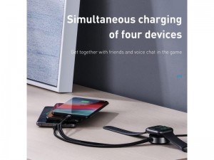 کابل سه سر و شارژر اپل واچ وایرلس بیسوس مدل Star Ring 4in1 Wireless Charger
