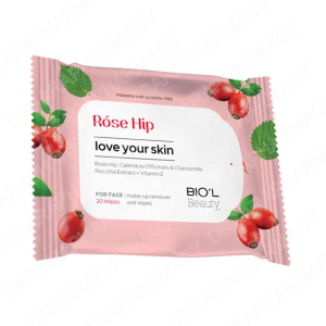 دستمال مرطوب پاک‌کننده آرایش صورت پوست مختلط بیول مدل رزهیپ | Biol Rosehip Cleansing Wipes