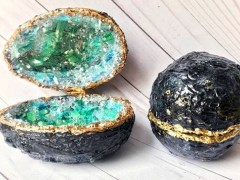 ساخت جعبه جواهرات تخم مرغی با طرح سنگ ژئ با رزین اپوکسی (مطلب)
