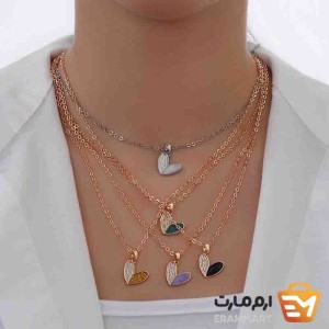 مدال قلب  بدون زنجیر مینا کاری شده