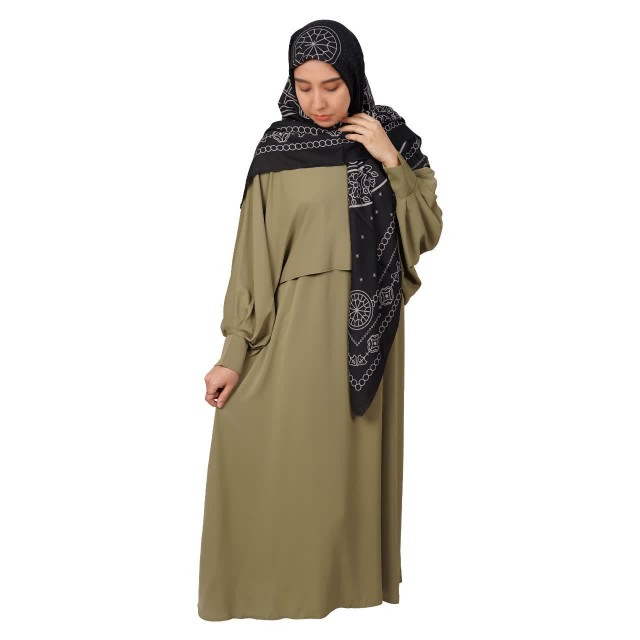 مانتو عبایی باران کساء (رنگ زیتونی)